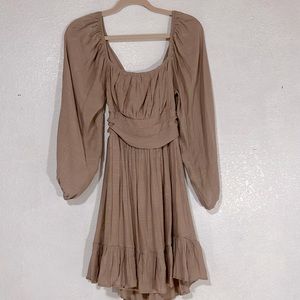 Women’s Long Sleeve Square Neck Dress Tie Back Small/Medium